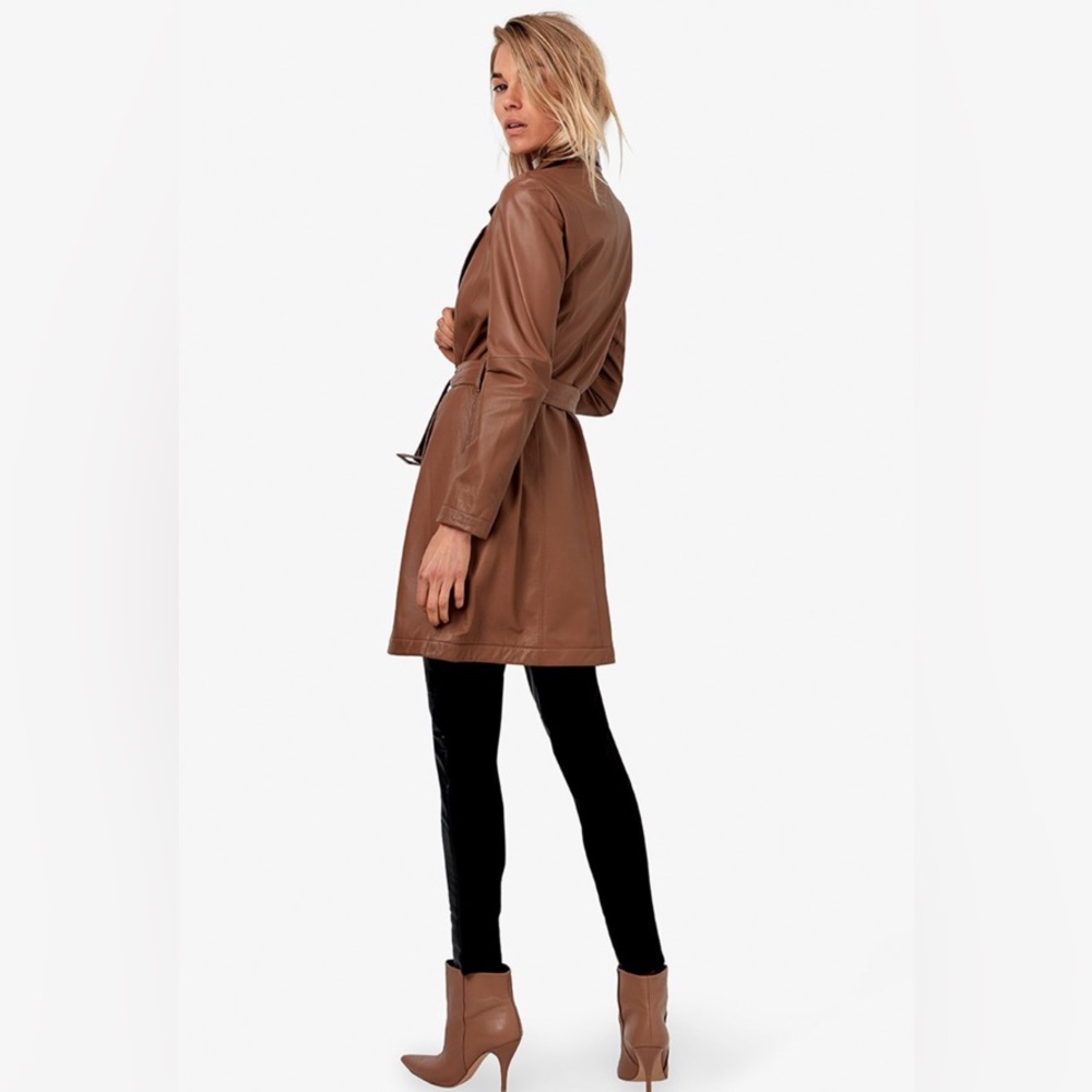 AS By DF Crawford Recycled Leather Trench in Toffee
